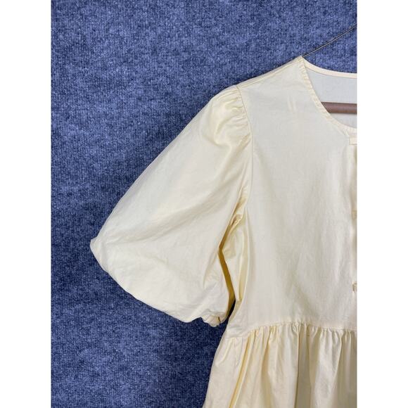 Joie Yellow Babydoll Dress Puff Sleeves Midi Medium - Picture 2 of 12